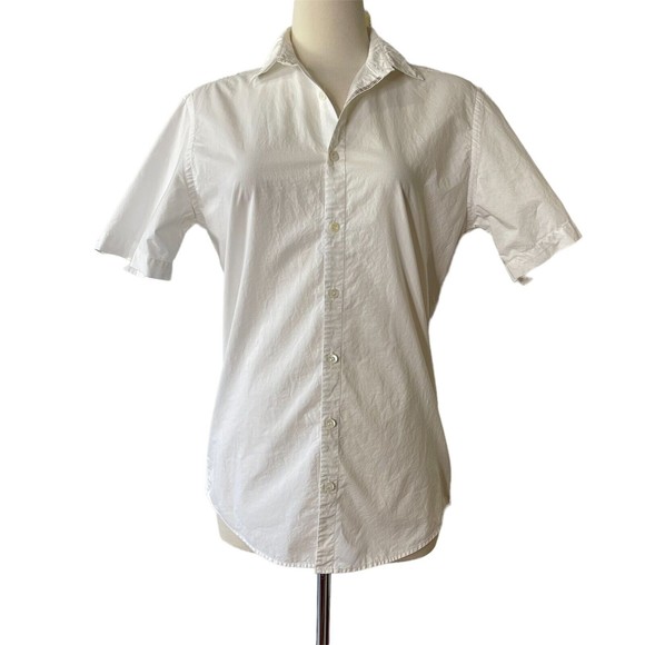 Burberry Tops - Burberry London Button Up Short Sleeve Shirt White Cotton